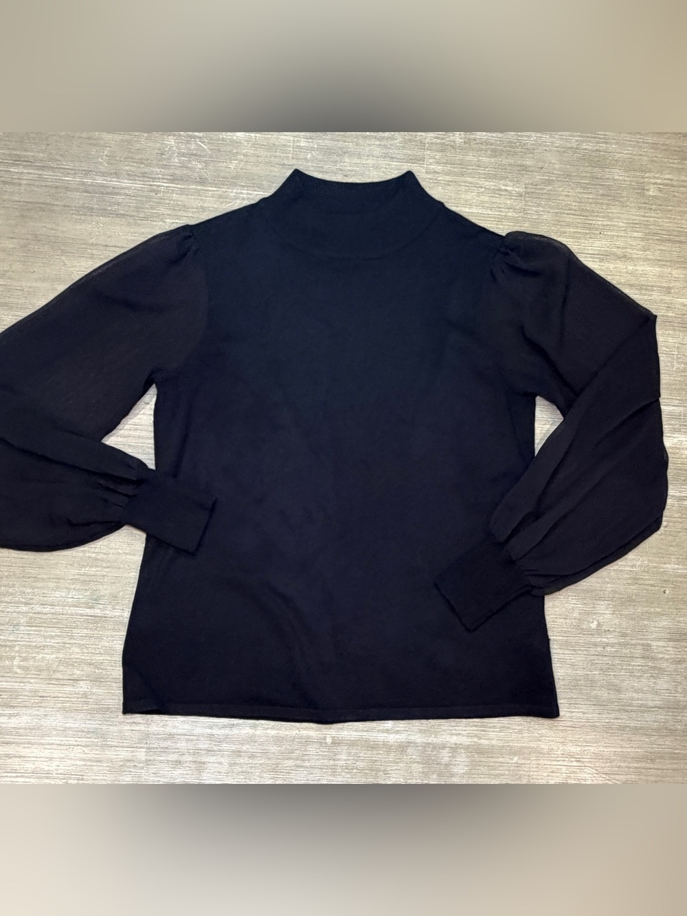 Carmen Marc Valco Women's Black Mock Neck Puff Sleeve Top